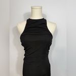 Michael Costello New!  x Revolve Ruched‎ Asymmetrical Hem Midi Dress in Black XS Photo 4