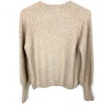 Fifteen Twenty Puff Sleeve Crewneck Sweater Ribbed Trim Wool Blend Oatmeal Small Photo 2