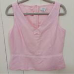 Loft  Ann Taylor Pastel Pink Linen Two Pc Vest Bow Top and Skirt - Petite Size 8 Photo 1