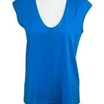 J. Crew Oversized Blue Cap Sleeve Shirttail V Photo 0