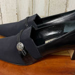 Brighton NWT Women's Quincy Block Heels Black Size 7.5 Braided Detail Photo 0