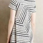 Maeve Anthropologie  Abstract Stripe Dress navy and white - Small Photo 0