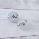 Vintage Screw On Earrings Retro Domed Frosted Light Blue 0.75" Photo 3