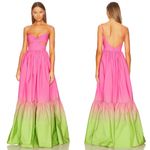 SAU LEE Nova Cutout Maxi Dress Gown in Pink Green Chartreuse Ombre Sz 2 US Photo 9