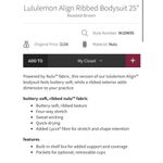 Lululemon Align Ribbed Bodysuit Roasted Brown 6 Photo 5