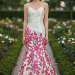 Ellie Wilde  Mon Cherie‎ White Pink Floral Embroidered Mermaid Prom Dress Photo 0