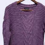 American Eagle Purple Chunky Cable Knit Crewneck Sweater Photo 1