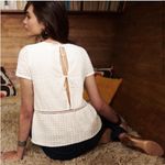 Sézane Sezane Cleo White Eyelet Short Sleeve Tie Back Cotton Blouse 36 US 4 Small Photo 2