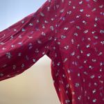 Vintage Red Floral Button Up Shirt Large Prairie Boho‎ Cottage Heritage Cozy Photo 2