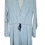 The Limited  Blue Chambray Long Sleeve Jean Shift Mini Dress Size Small Tie Waist Photo 0