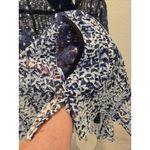 Trisha Tyler M Navy Lace Ombre Button Up Blouse Coastal Artsy Lagenlook Sheer Blue Size M Photo 7
