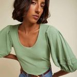 Nation Ltd  Nigella Scoop Neck Puff Sleeve Green Blouse Photo 0