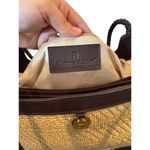 Etienne Aigner  Straw Tote Bag Brown Leather Trim Shoulder Purse Preppy Coastal Photo 7