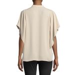 Amanda Uprichard Lori Blush Neutral Chiffon Button Down Short Sleeve Blouse Photo 1