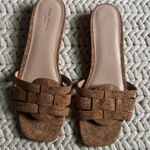 Ann Taylor  Brown Cork Woven Slides Photo 0