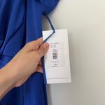 THEIA Lina Coldshoulder Draped Satincrepe Gown Blue Size 12 Photo 3