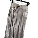 ZARA  XS Metallic Wide-Leg Pants With Tie Waist Silver Photo 1