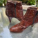 Authentic Snakeskin Brown Jean Perry Made In Italy Zip Ankle Boots Size 8.5 39 Photo 7