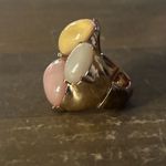 Gold tone multicolor cabochon stones stretch ring Photo 5