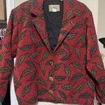 Vintage 90s Painted Pony Tapestry Blazer Jacket Fall Leaves USA Womens Medium Red Photo 0