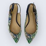 J. McLaughlin Laura Leaf Canvas Tortoise Shell Buckle Slingback Point Flat 6 Photo 2