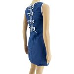 Claudie Pierlot (M) Blue White Sleeveless Tent Shift Mini Bow Dress Size M Photo 5