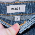Ceros Women's Dark Wash Denim High Waisted Distressed Relaxed Fit Straight Jeans Blue Size 26 Photo 1