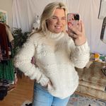 Lou & grey  white bobble chunky knit mock neck sweater Photo 1