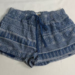 Cali 1850 Boho Blue Patterned High Waist Women's Shorts Photo 0