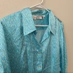 Kasper  100% Silk Blue Zebra Stripe Button Front Blouse Photo 1