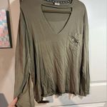 PINK - Victoria's Secret PINK by Victoria’s Secret Y2K Olive Green Tropical Long Sleeve Tshirt Size Large Photo 0