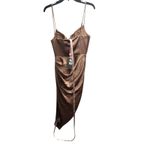 House Of CB Women Reva Satin Gathered Corset Dress Toffee Size XS $255 NEW Photo 2