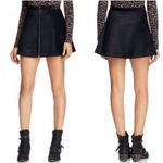 Free People Black Velvet Circle Zipper Front Mini Skirt A-Line Cotton Blend Zip Photo 1