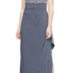 Alex Evenings Empire Waist Embroidered Sleeveless Cascade Skirt Dress Petite Med Photo 0