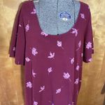 M. Mac Dress women’s 1X Maroon Pink Leaf Vermont Country Store Comfy Y2K Cotton Red Photo 7