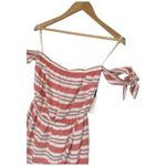 Lovers + Friends New Womens XS Mira Linen Off Shoulder Midi Striped Dress Pink Photo 4