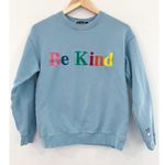 Lexi Llama Be Kind Embroidered Crewneck Sweater Small Blue Merch Pullover Photo 1