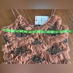 ZARA NWT LIMITED EDITION Embroidered Sequin Beaded Ruffled Top Sz Medium Photo 12