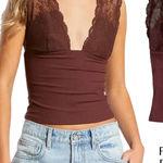 Free People  BROWN LACE LOUNGE CAMI TOP SMALL NEW WITH TAG Photo 0