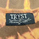 Tryst Tie Dye Rhinestone Fleur de Lis Top Citrus Combo Cotton USA Made 3X Photo 4