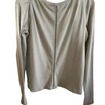 Lululemon  long sleeve shirt Sz 8 grey striped round neck thumbholes stretch top Photo 2