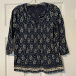 Lucky Brand  navy floral print shirt S Photo 0