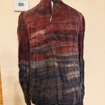 Bella Dahl Top Mock Neck Smocked Cuff Top Wild Berry Size Medium Long Sleeve Photo 2