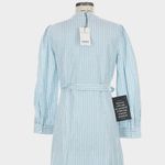 Tuckernuck Sea Stripe Catherine Maxi Dress Slate Blue Medium Belted Long Sleeve Photo 7