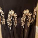 SL Fashions Black Evening Dress Size 16 Beaded Hem Flutter Sleeve V Neck Photo 3