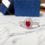 Boutique Ruby&White Zircon Ring in Platinum Over Silver 925 Photo 6