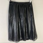 Old Navy silver metallic women’s midi skirt elastic waist Size Medium Photo 1