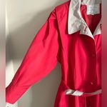Vintage 80s/90s Mulberry Street Red Trench Coat Belted Jacket Contrast Collar Size 14 Photo 14