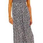 Diane Von Furstenberg  Black White Floral Maxi Dress XXL Smocked Adjustable Strap Photo 0