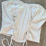 FashioNova Womens FashionNova Offwhite Strapless Crop Top - L Photo 1